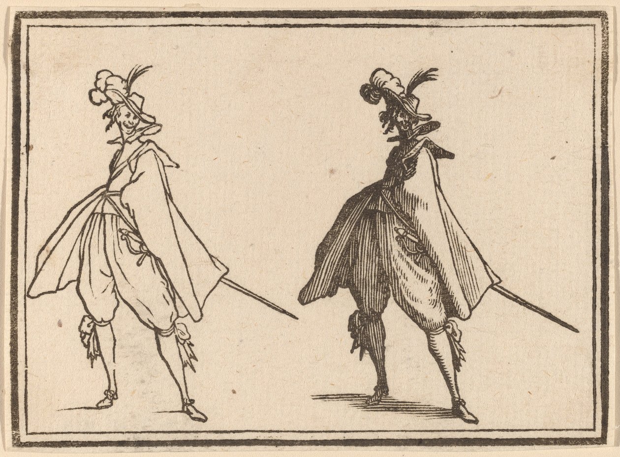 Gentleman en grand manteau, vue de face - Edouard Eckman after Jacques Callot