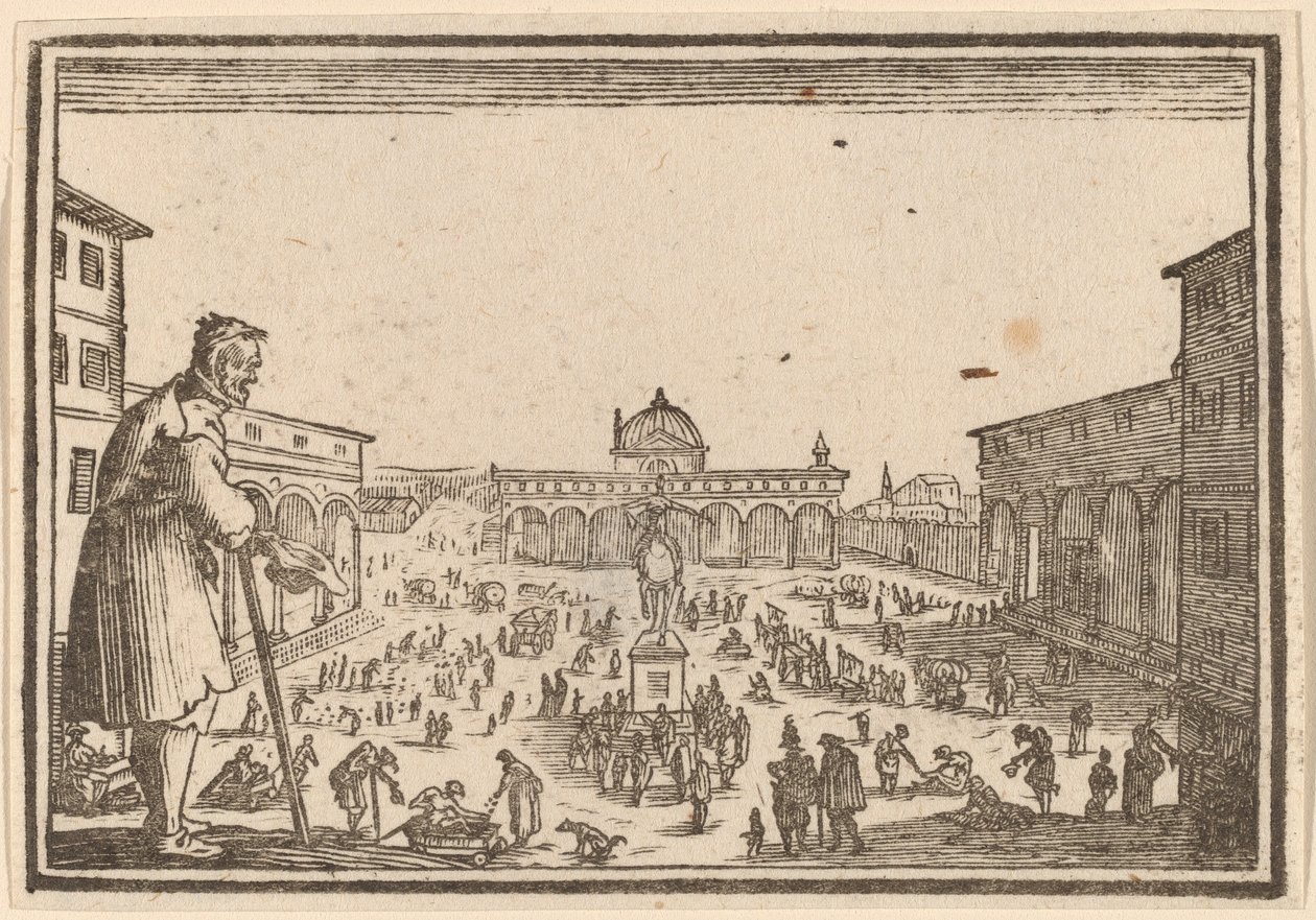 Piazza SS. Annunziata, Florence - Edouard Eckman after Jacques Callot