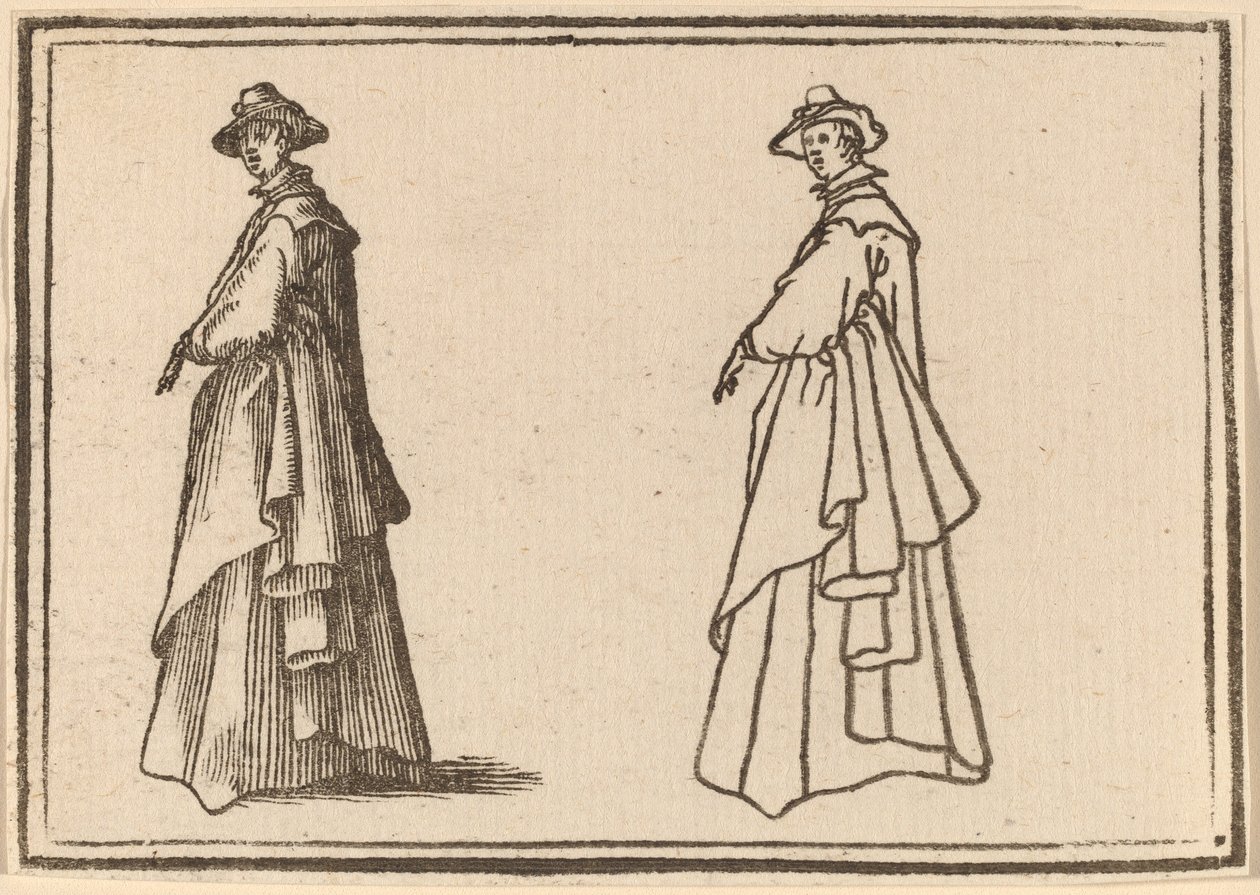 Femme debout en grand manteau - Edouard Eckman after Jacques Callot