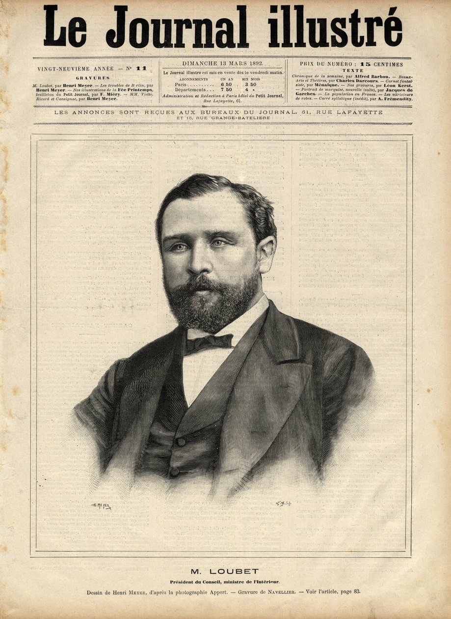 Émile Loubet (1836-1929) en 1892 (président du conseil - ministre de l