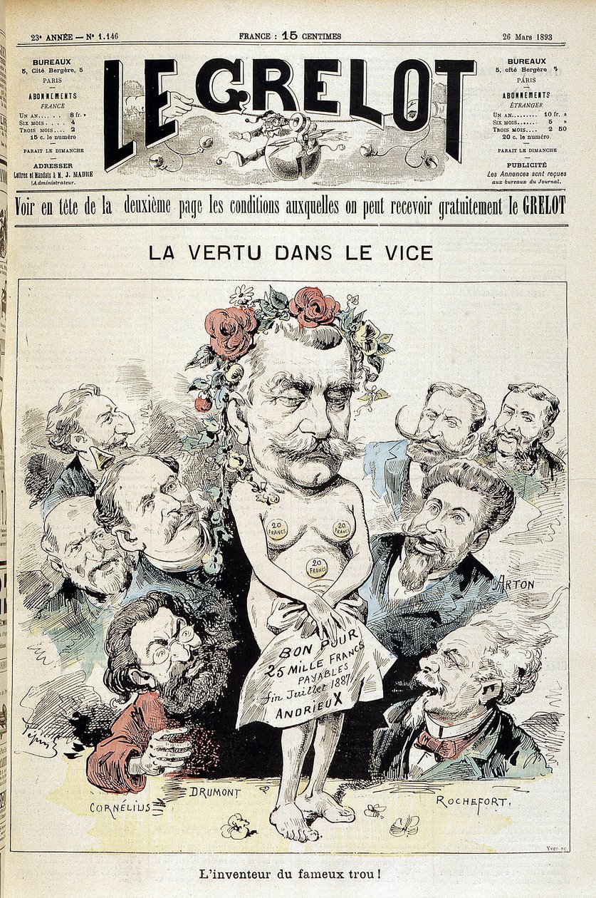 Caricature sur le scandale de Panama : "La vertu dans le vice : l