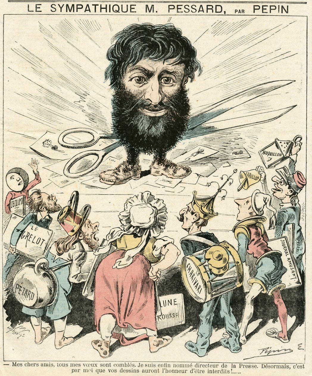 Couverture de Le Grelot, numéro 356, Satirique en couleurs - Edouard Guillaumin Pepin