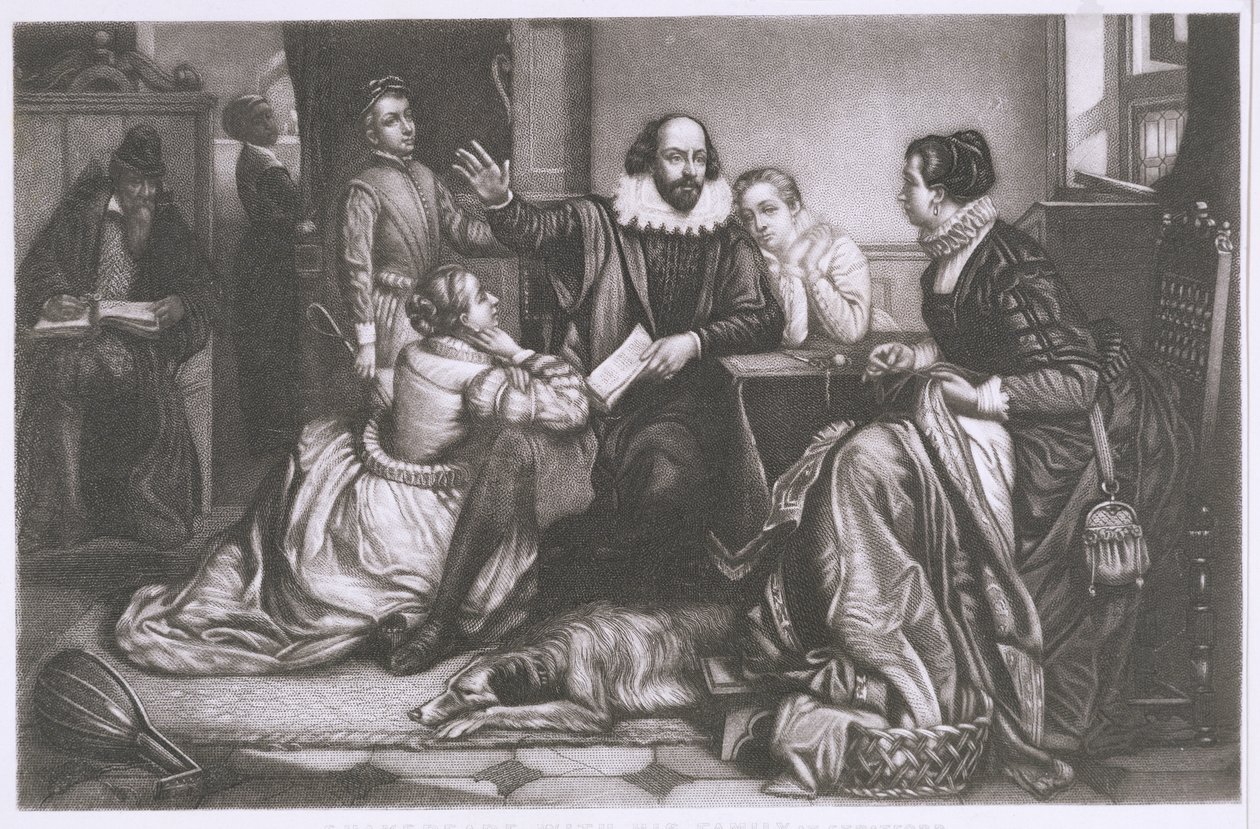 Shakespeare avec sa famille, à Stratford, récitant la tragédie Hamlet - Edouard Jean Conrad Hamman