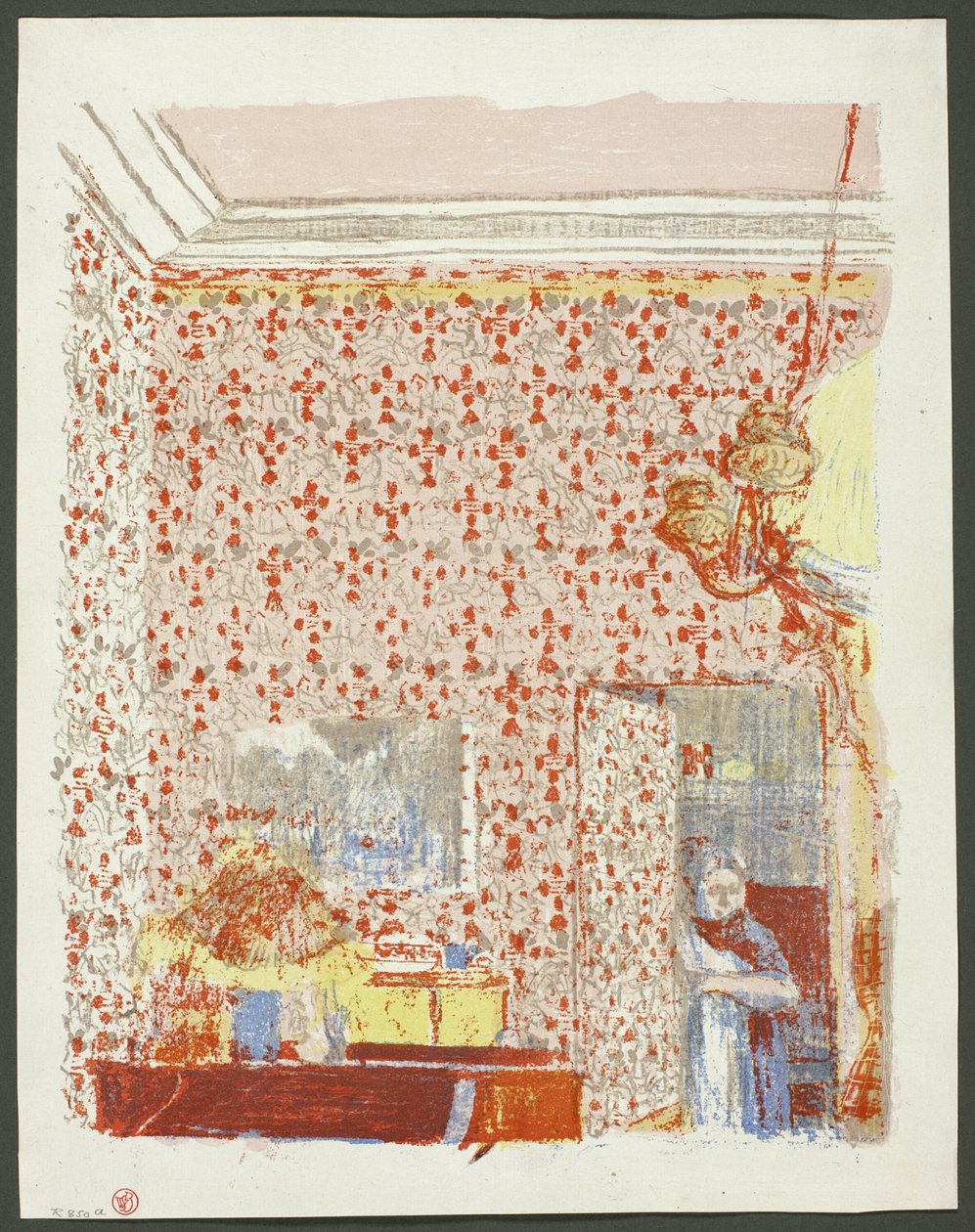 Intérieur avec papier peint rose I, planche cinq de Paysages et intérieurs - Édouard Jean Vuillard