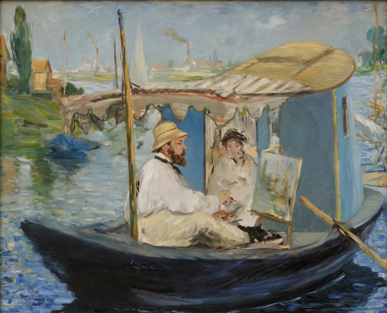 Allemand : Die Barke Claude Monet peignant dans son bateau-atelier - Édouard Manet