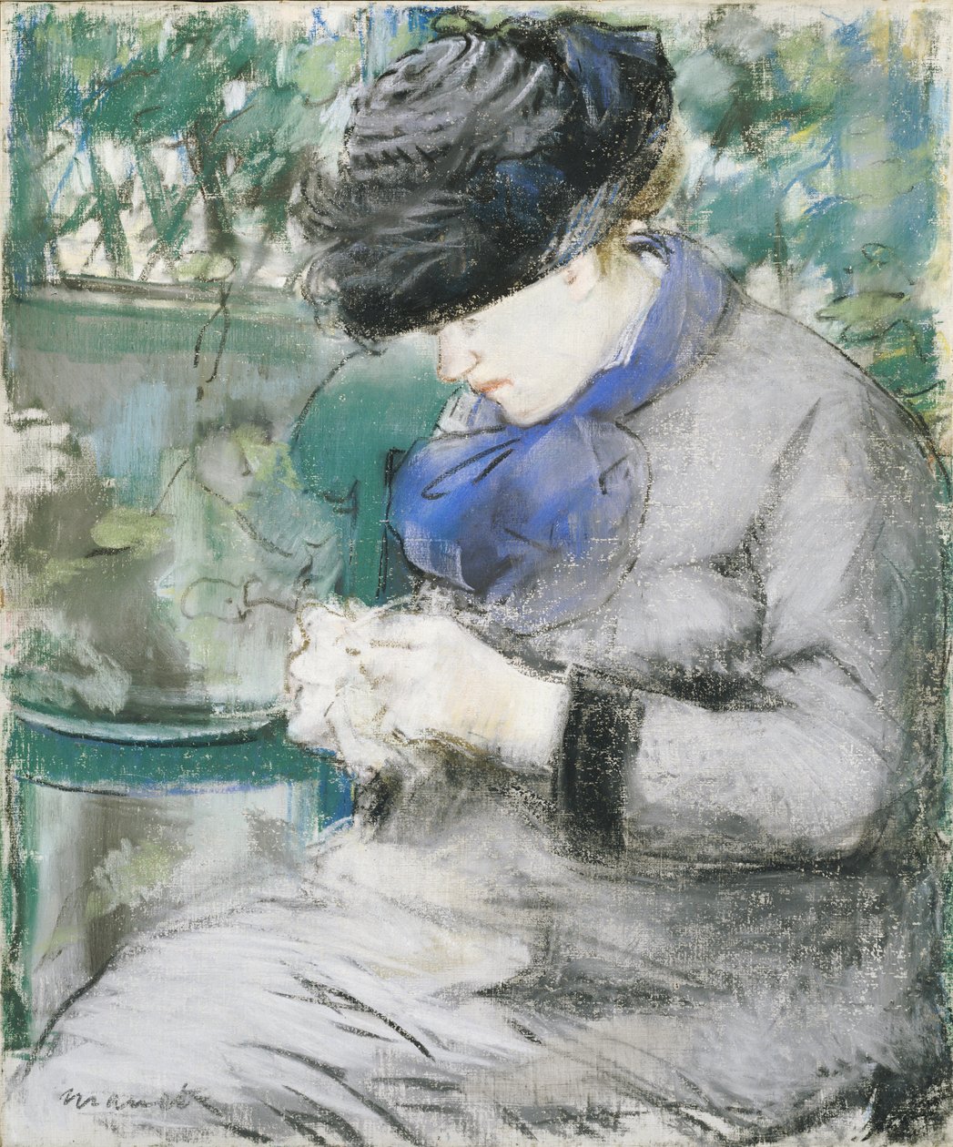 Fille assise dans le jardin, ou Tricotant, 1879 - Édouard Manet