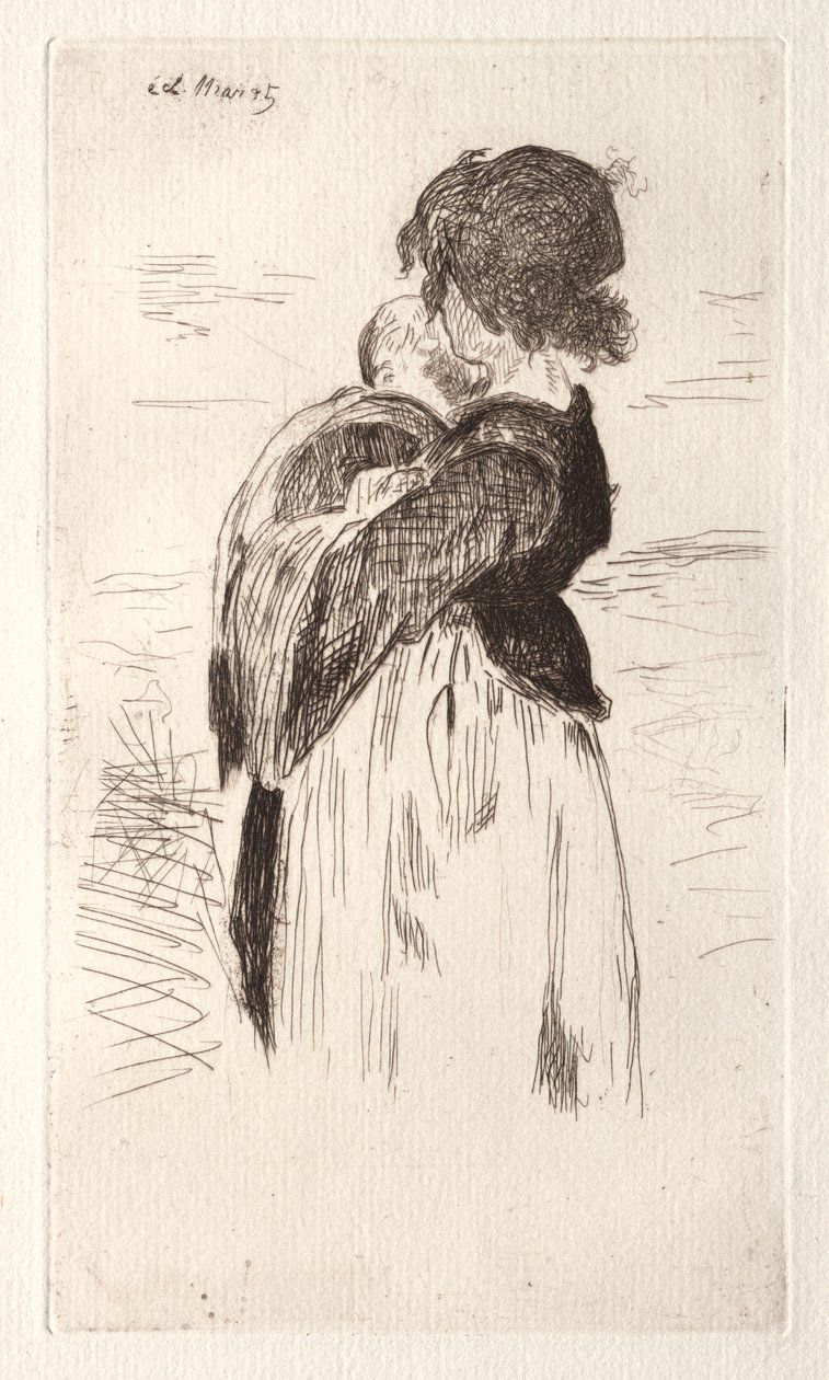 La petite fille tenant un bébé - Édouard Manet