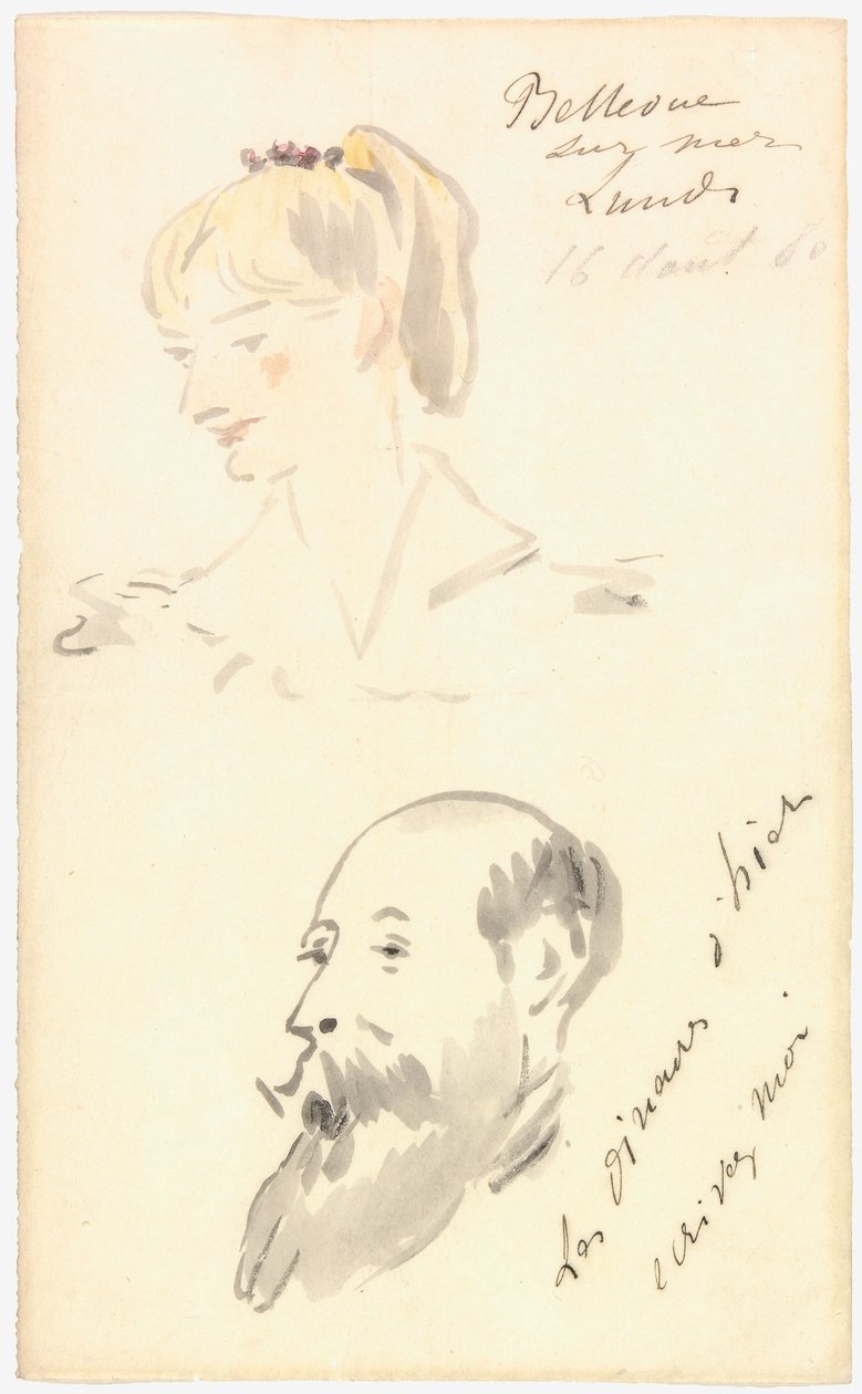 Manet - Tête de femme et tête d
