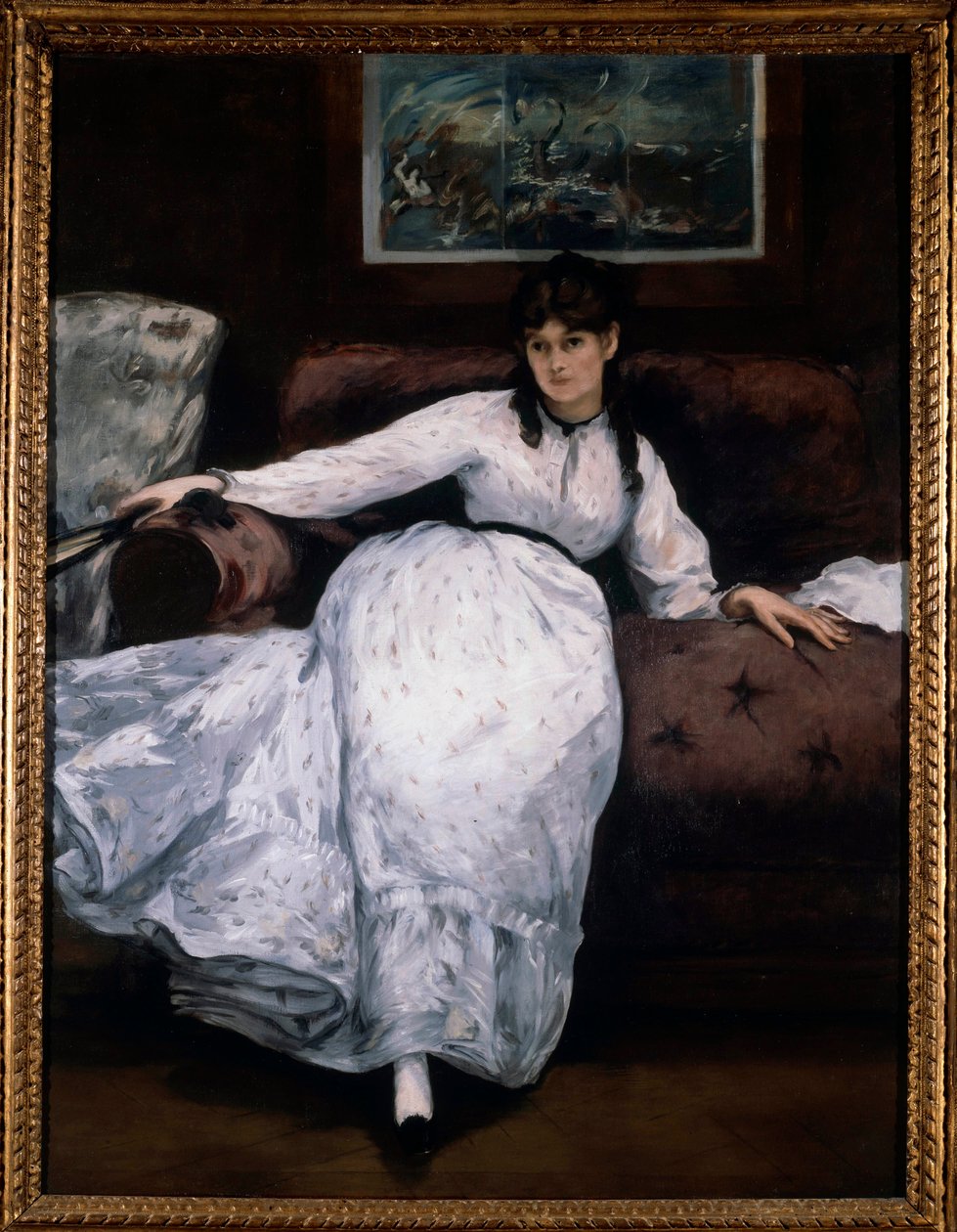 Le Repos (Portrait de la femme peintre Berthe Morisot sur un canapé) - Édouard Manet