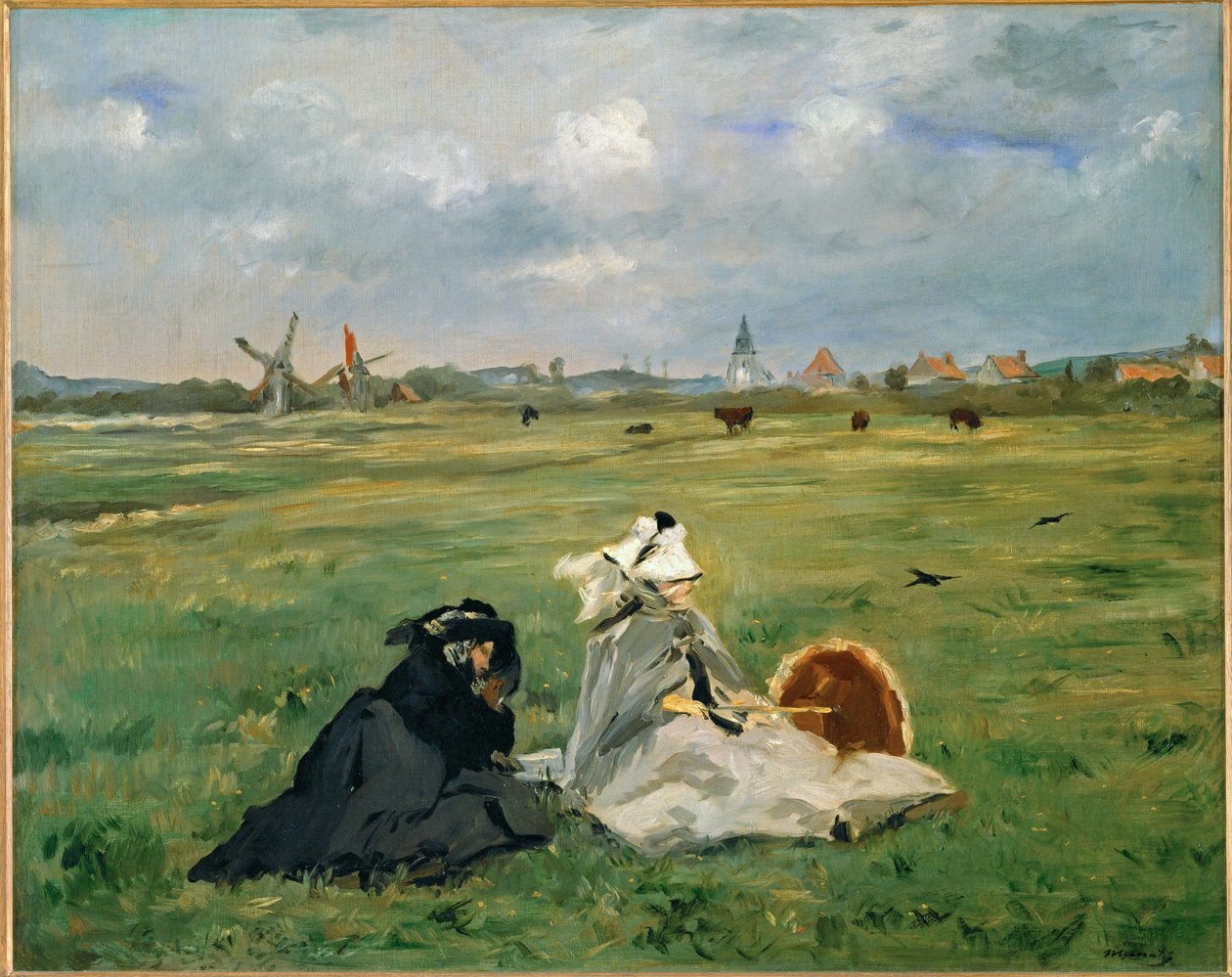 Les hirondelles La mère du peintre et sa femme à Berck-sur-Mer (huile sur toile) - Edouard Manet