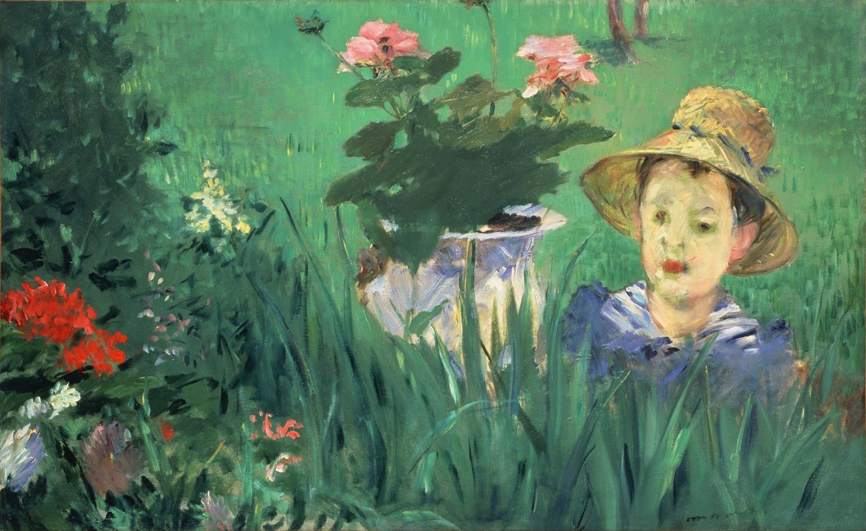 Enfant parmi les fleurs (Jacques Hoschedé) - Édouard Manet