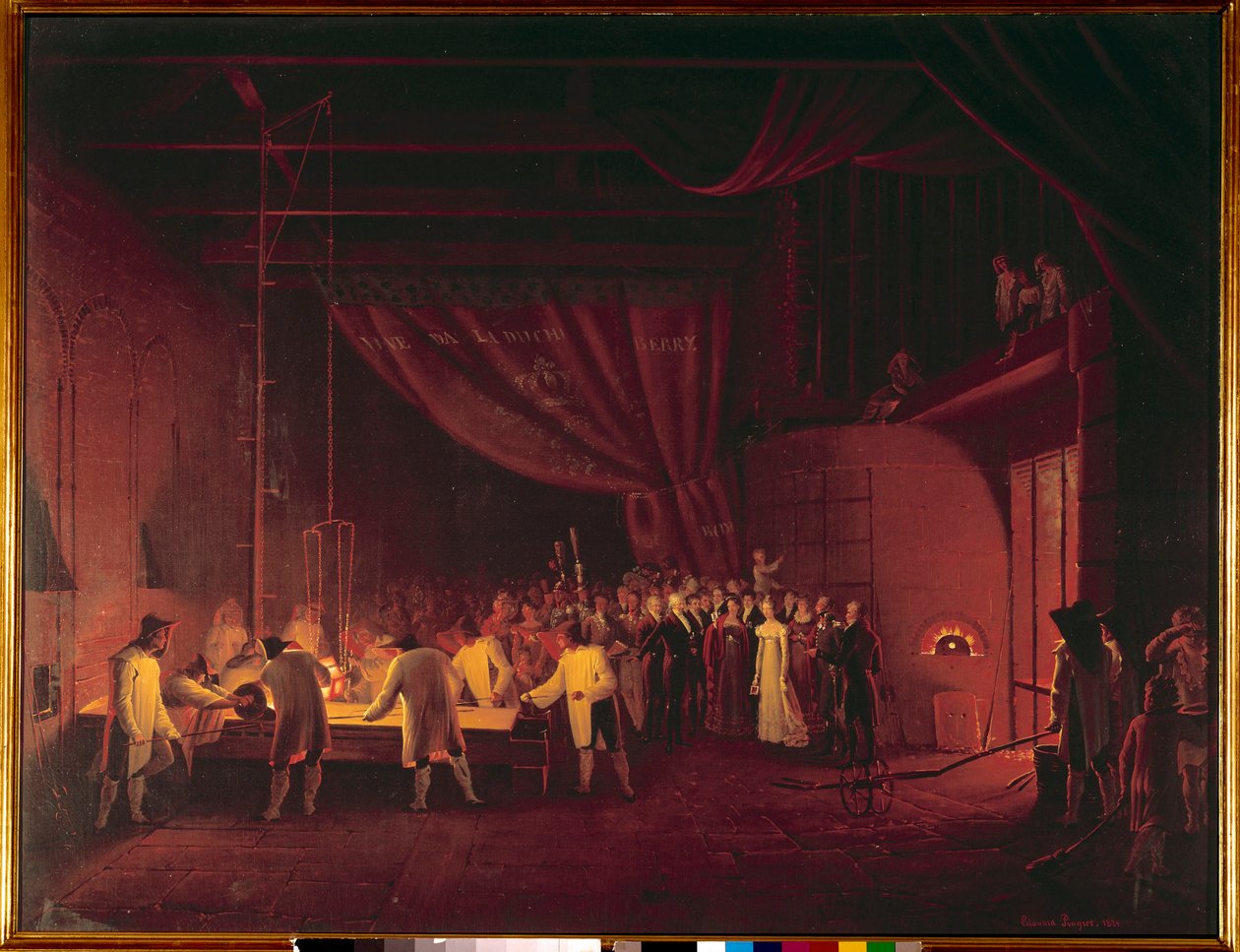 Marie Caroline de Bourbon Sicile, duchesse de Berry, visitant les usines de Saint-Gobain en 1822 - Edouard Pingret