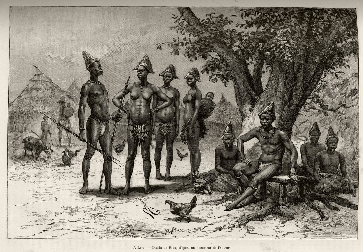 À Lera (ou Dera, Niger), types de Mandes. Gravure pour illustrer l