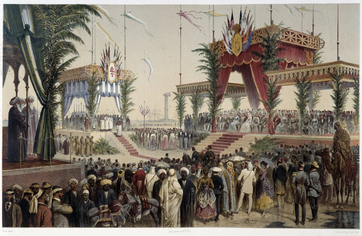 La Tribune des souverains dans «Inauguration du canal de Suez» par G. Nicole. 1869 - Edouard Riou