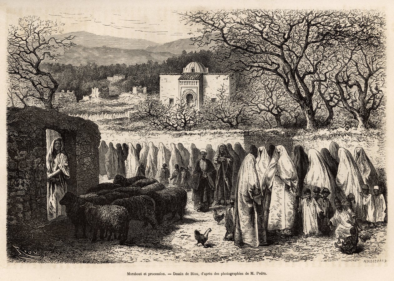 Procession au Marabout de Tlemcen (tombe avec un dôme d