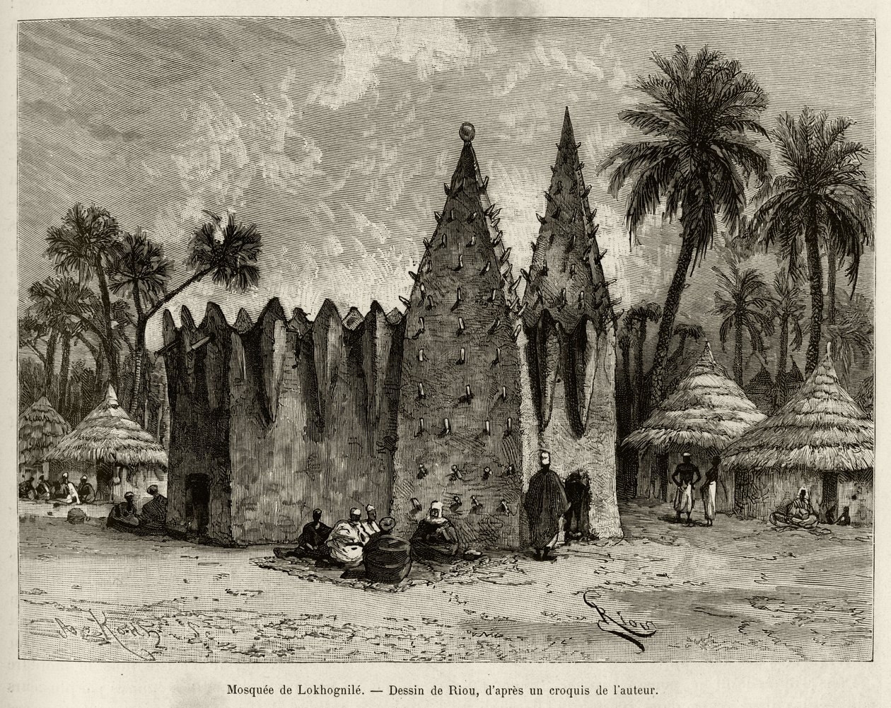 La mosquée de Lokhognile (Golfe de Guinée). Gravure pour illustrer l