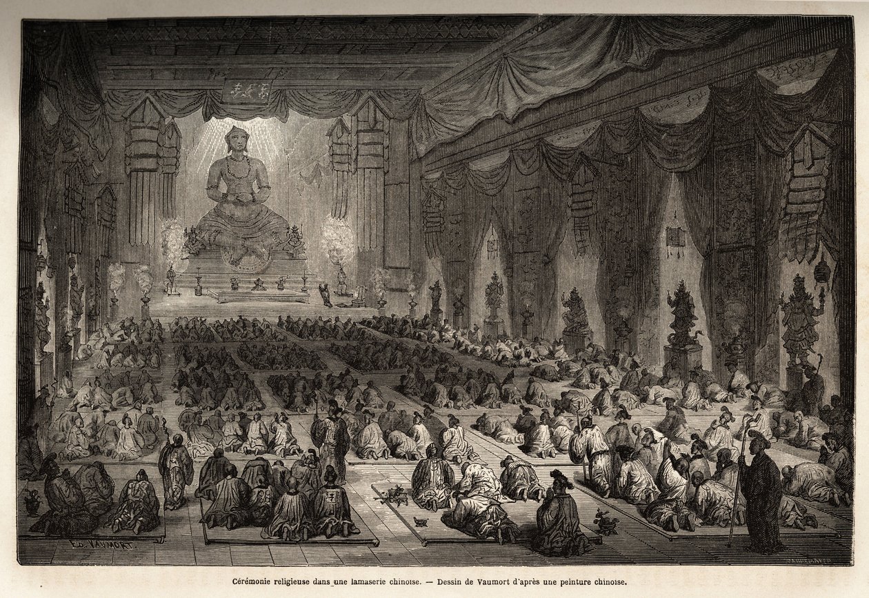 Cérémonie religieuse dans une lamasserie chinoise - Edouard Vaumort