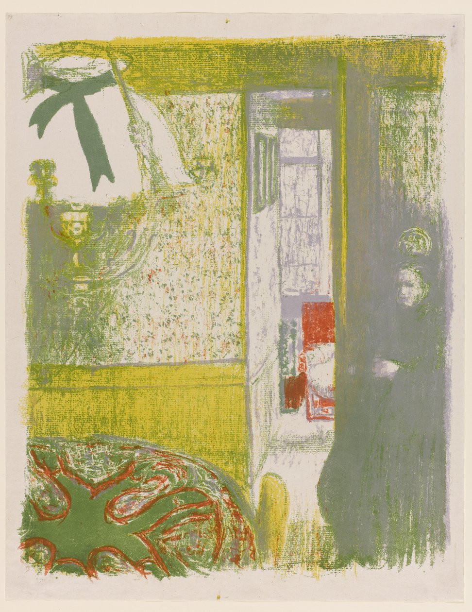 Intérieur avec lampe suspendue (pl.4 de Paysages et Intérieurs) - Edouard Vuillard