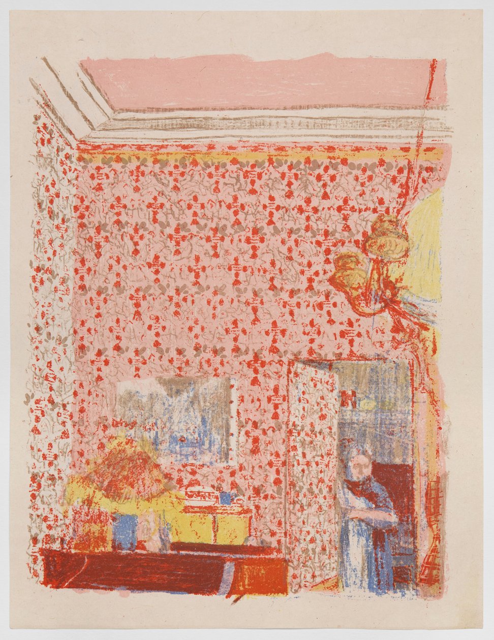 Innenraum mit rosa Tapete I, aus der Serie „Landschaften und Innenräume“ - Edouard Vuillard