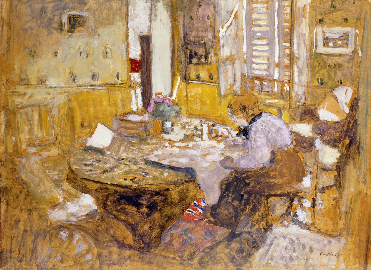 Madame Vuillard lisant dans la salle à manger, rue Truffant, 1903 - Edouard Vuillard