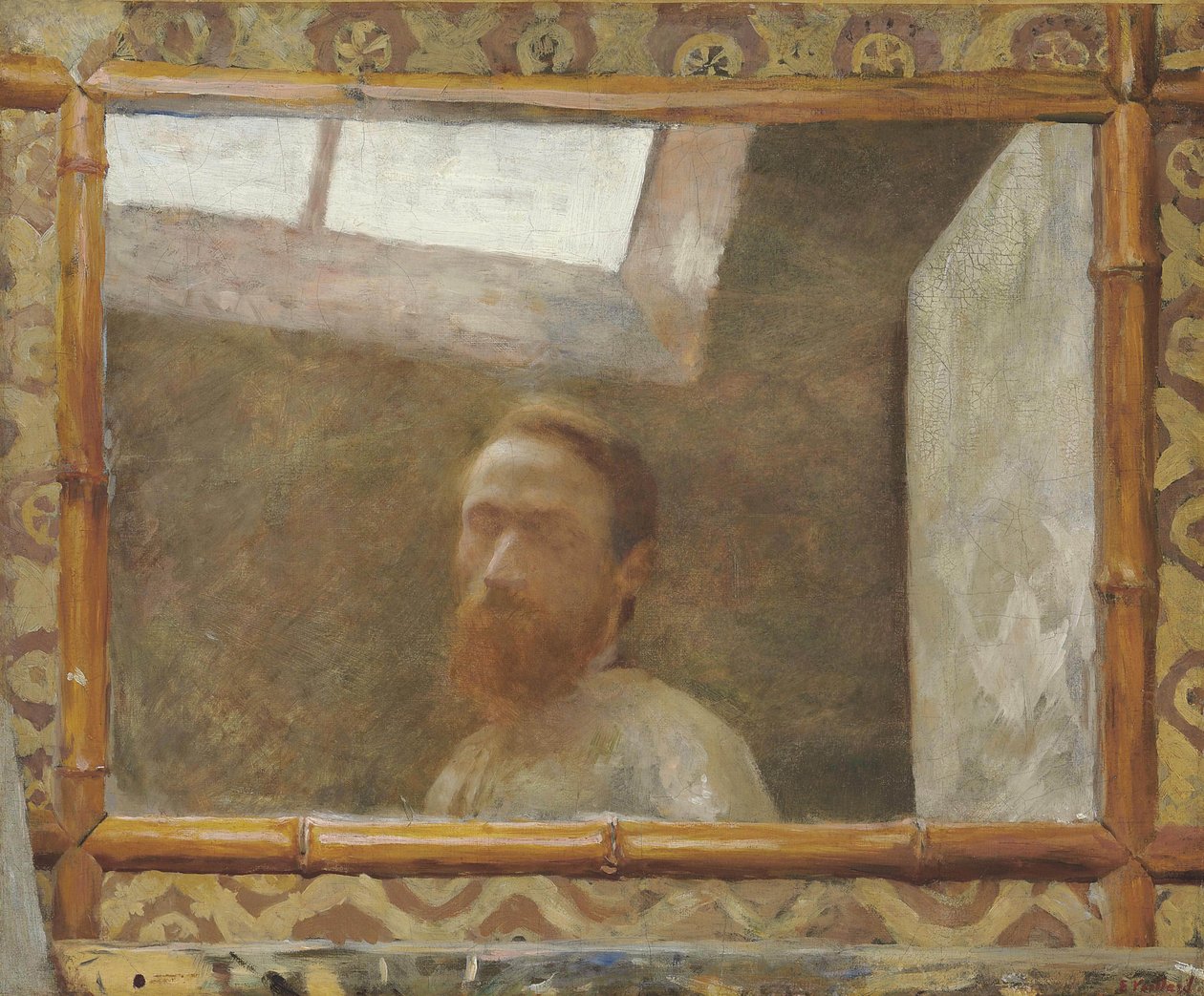 Autoportrait avec un miroir en bambou - Edouard Vuillard