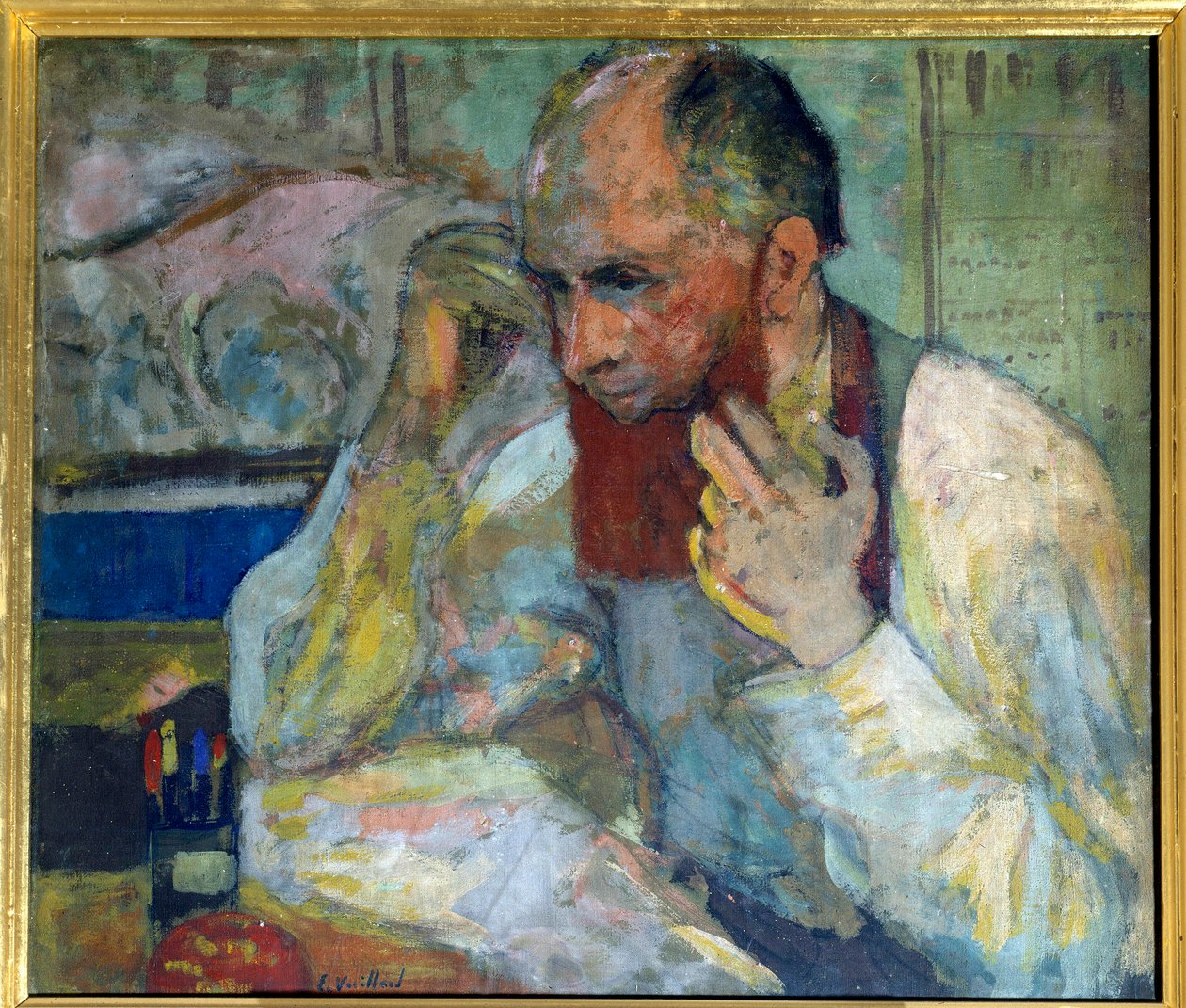 Le comédien Aurélien Lugné-Poe (1869-1940) se maquillant, XXe siècle Paris, Comédie des Champs-Élysées - Edouard Vuillard