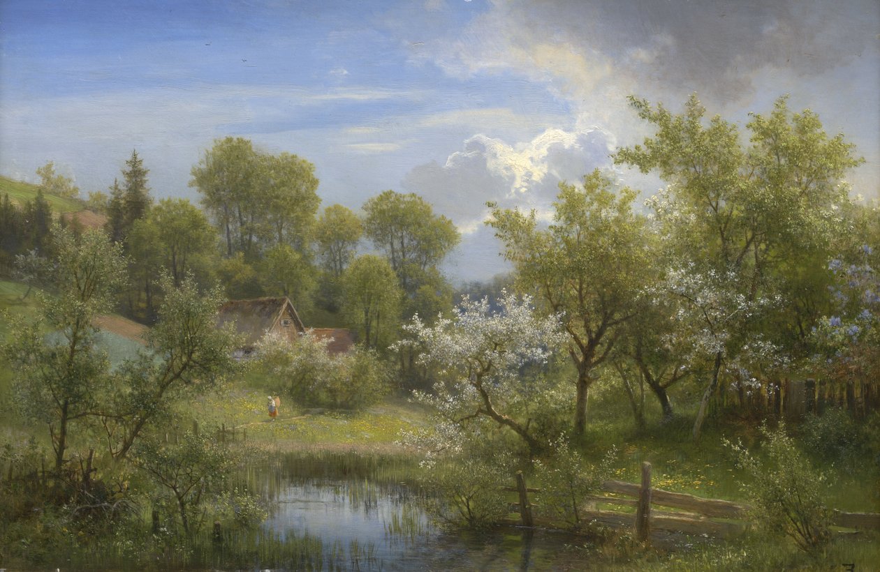 Arbres fruitiers en fleurs près de Loschwitz - Eduard Leonhardi