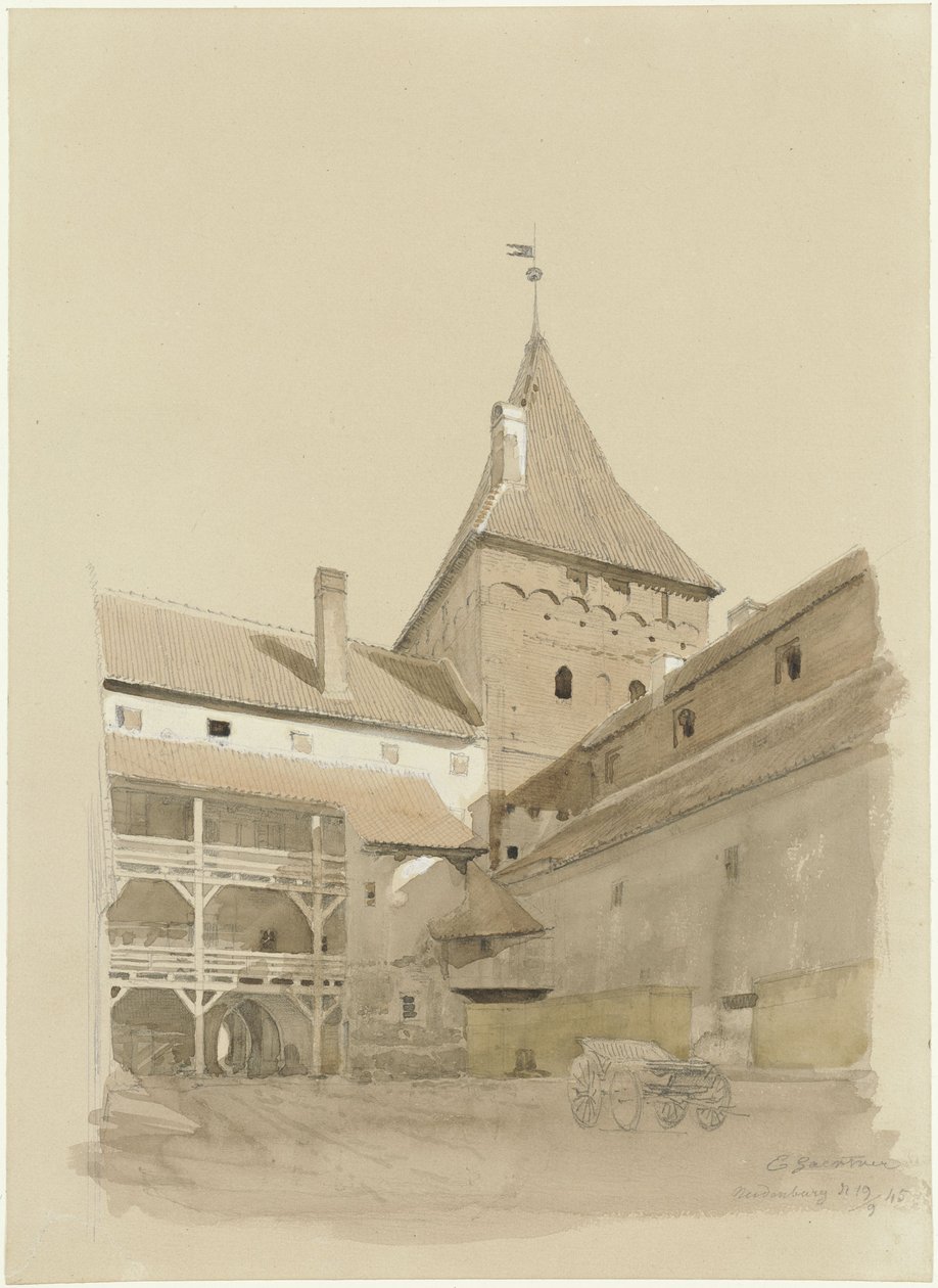 La cour du château de Neidenburg - Eduard Gaertner