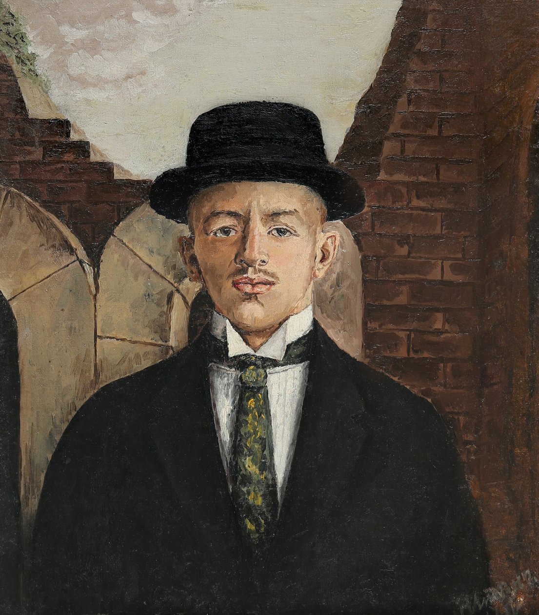 Portrait du poète Vassili Kamensky 1884-1961 en haut-de-forme, 1917 - Eduard Gustavovich Shiman