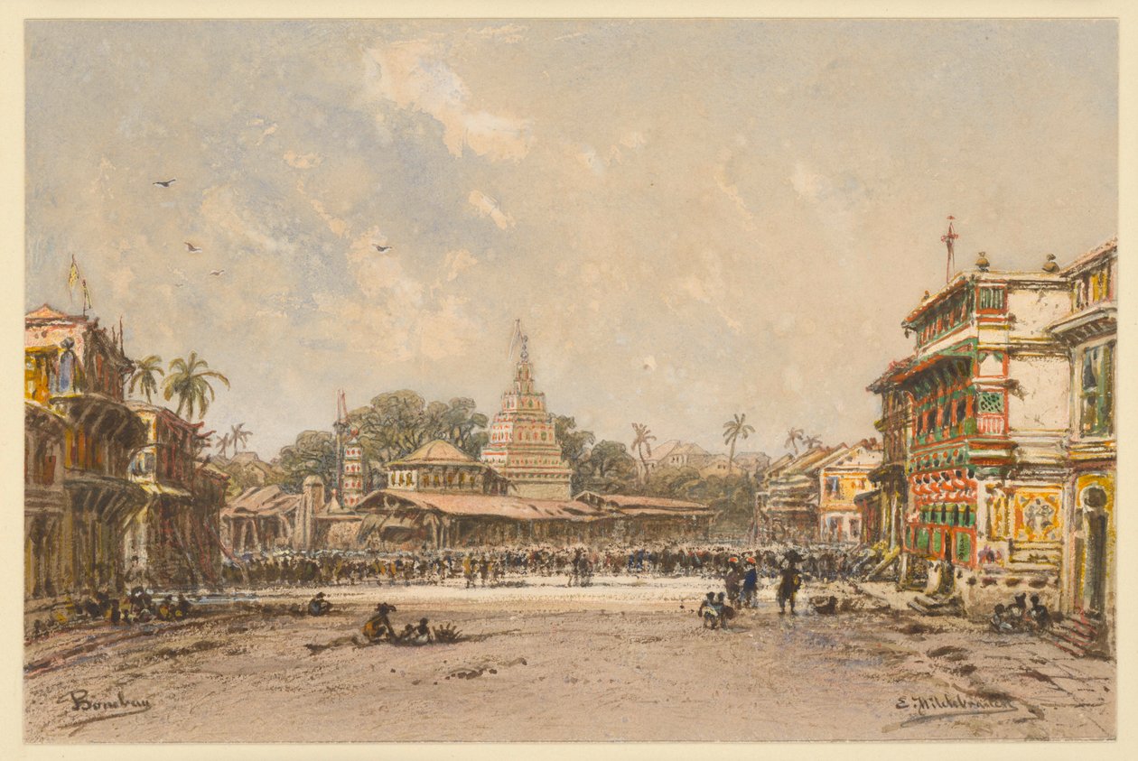 Rue à Bombay - Eduard Hildebrandt