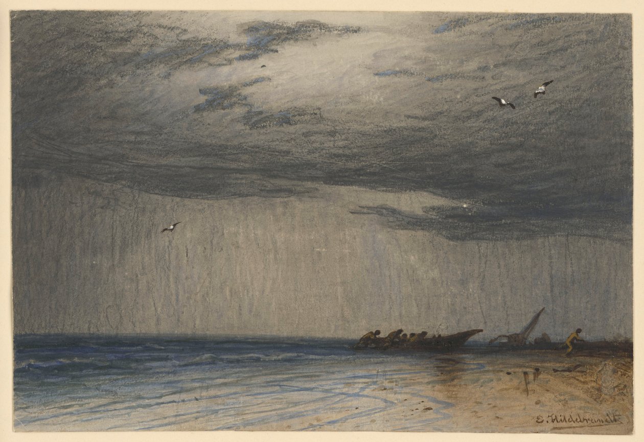 Tempête sur la côte de Ceylan - Eduard Hildebrandt