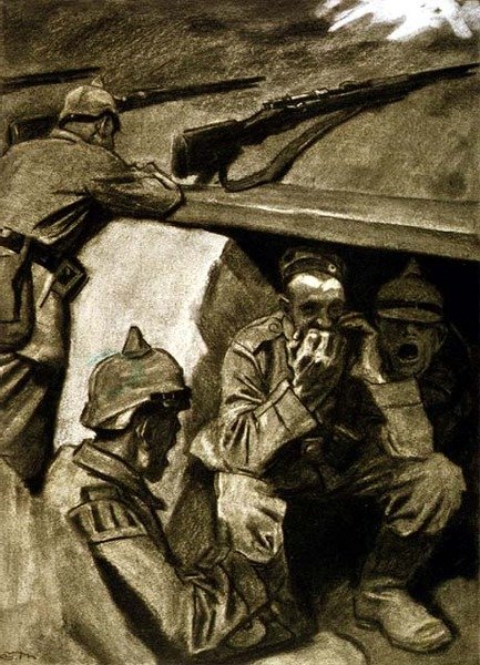Un harmonica dans les tranchées, illustration d
