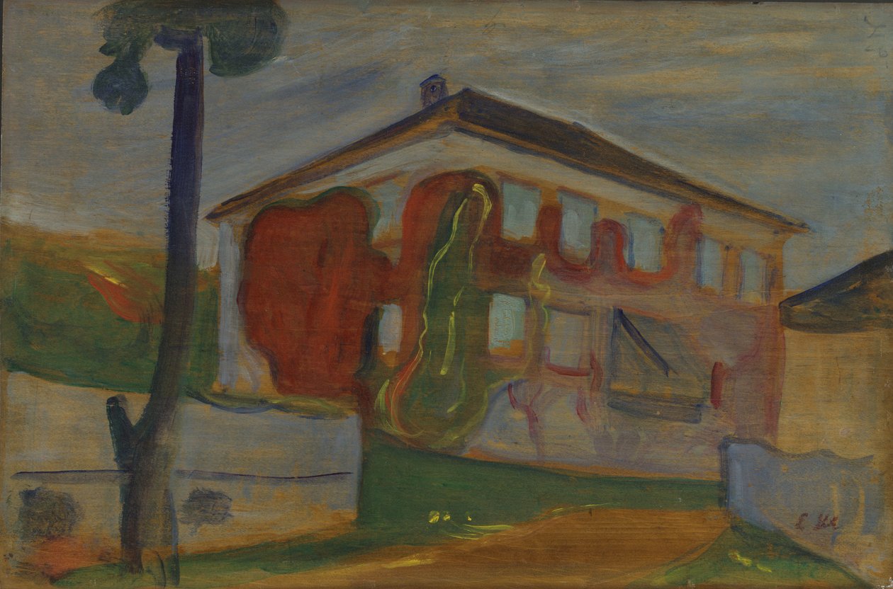 Maison avec vigne vierge rouge, vers 1900 - Edvard Munch