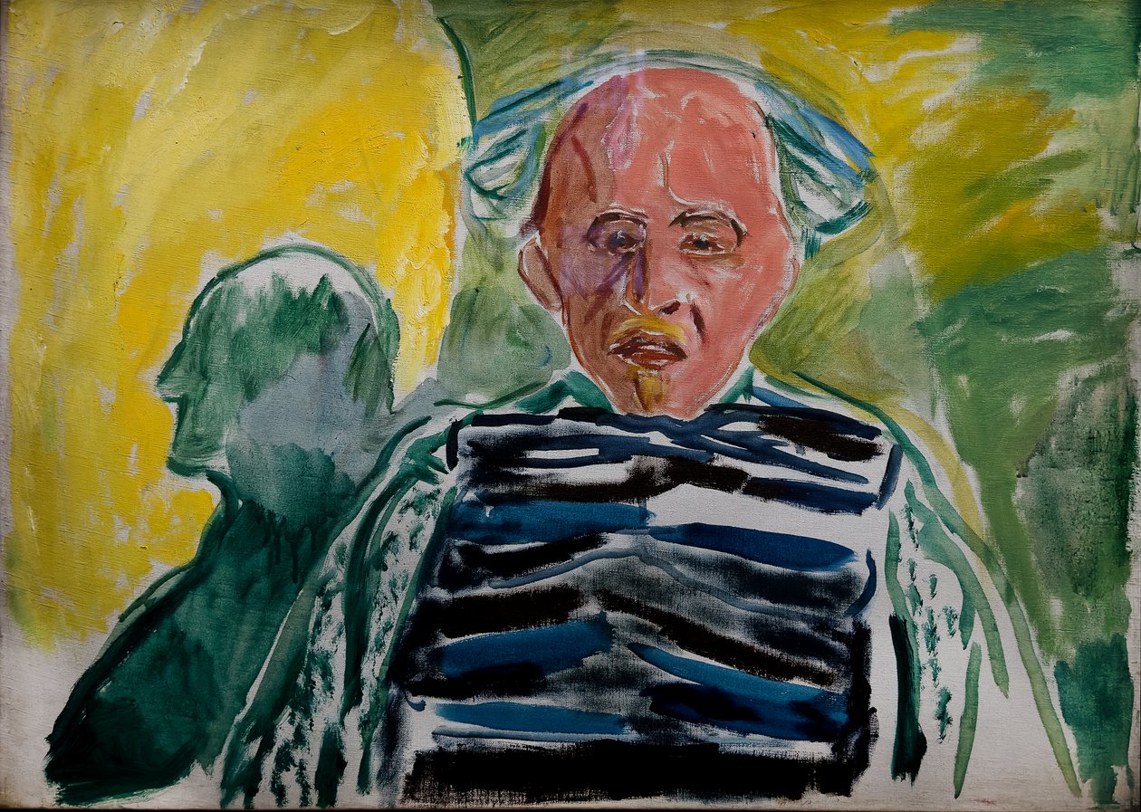 Autoportrait portant un pull rayé - Edvard Munch