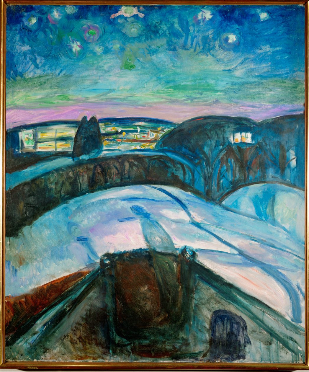 Nuit étoilée (huile sur toile) - Edvard Munch