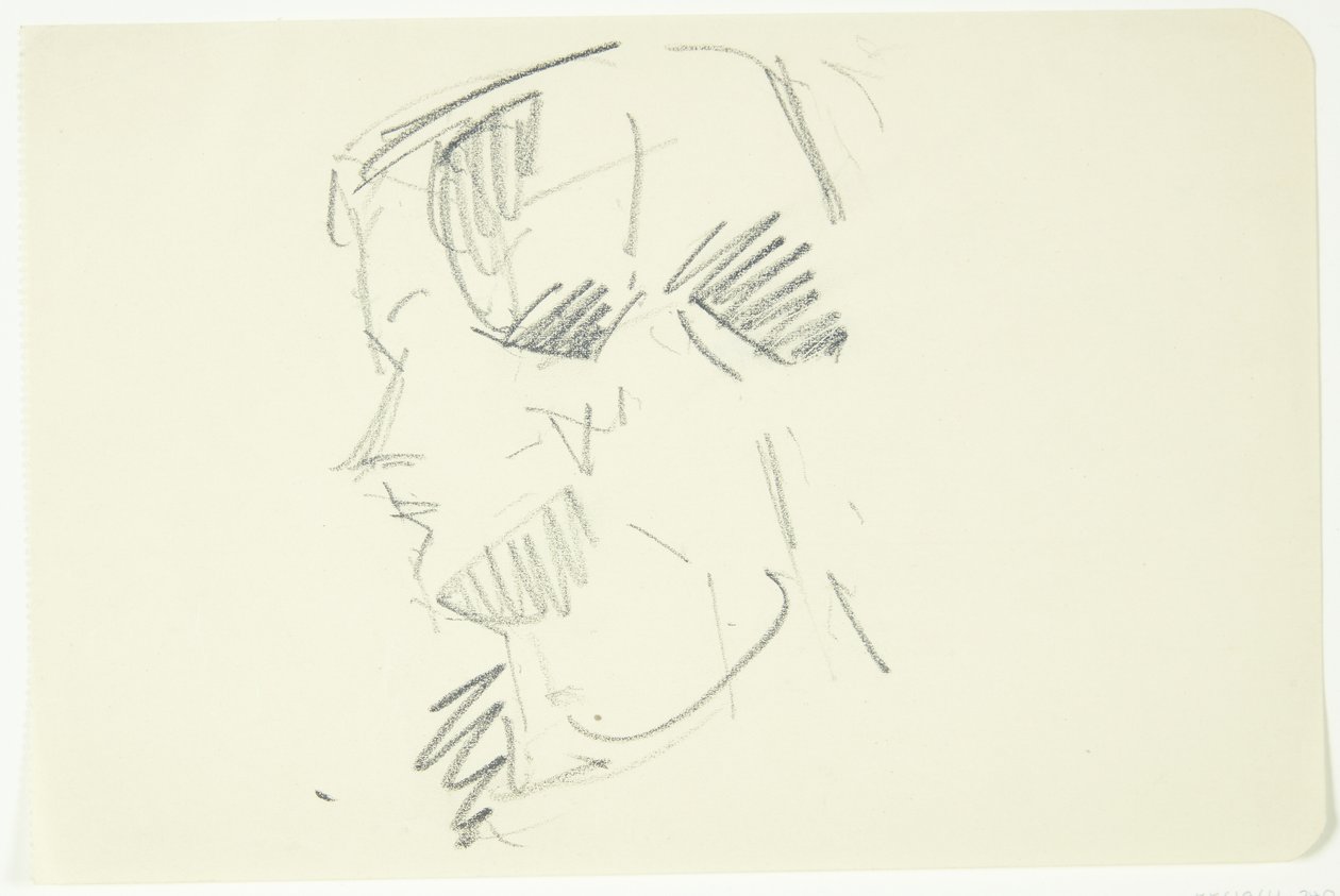 Étude de portrait de la peintre Ellen Olrik, profil vers la gauche - Edvard Weie