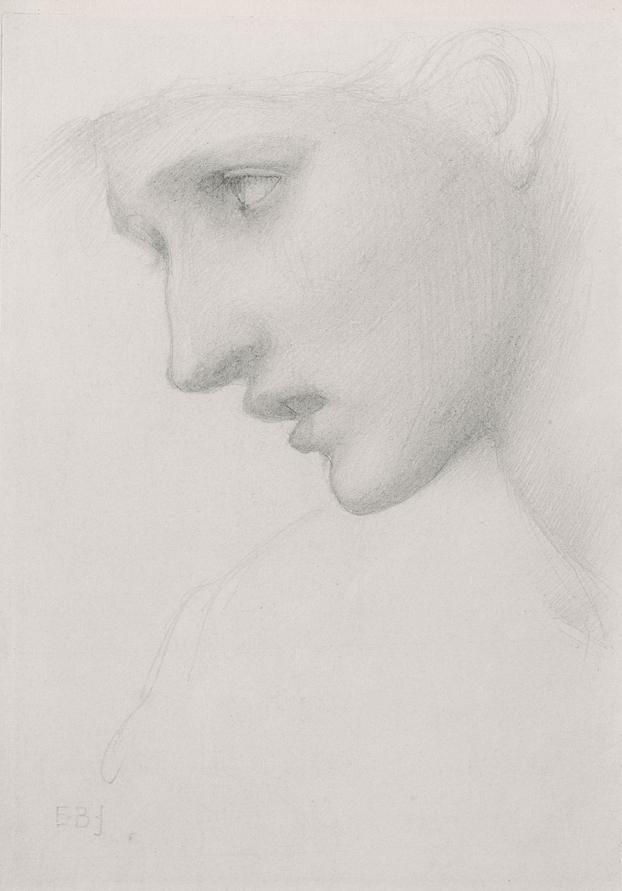 Tête de femme de profil à gauche - Edward Burne Jones