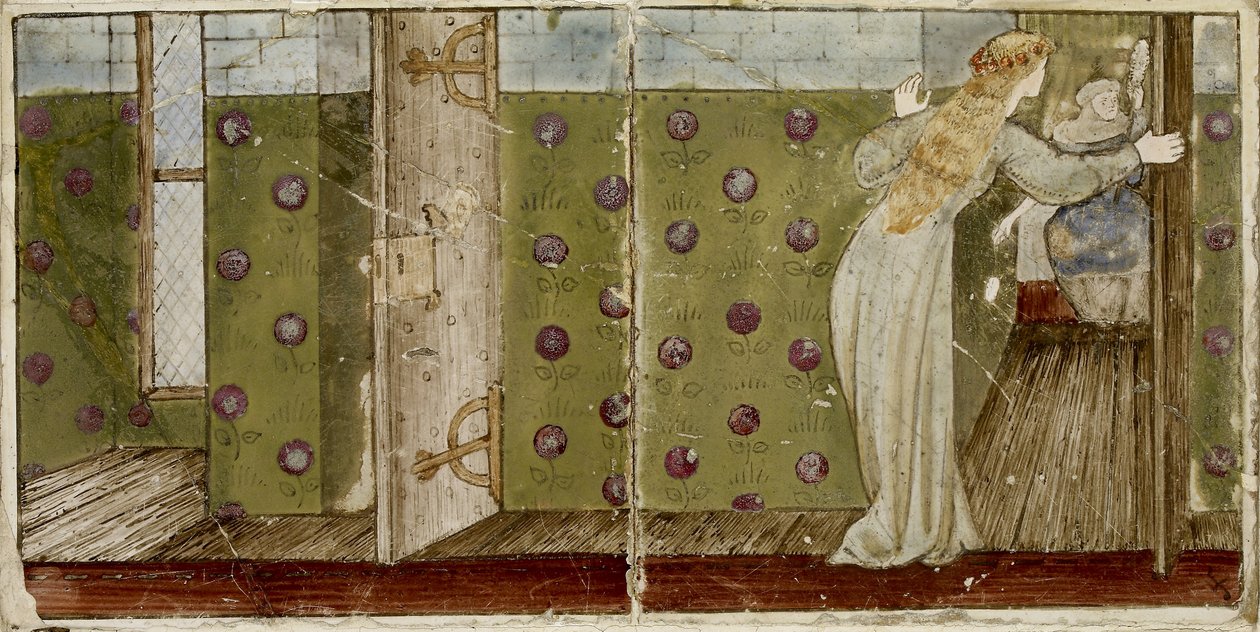 Un ensemble de seize carreaux disposés par paires pour former huit illustrations du conte « La Belle au bois dormant », 1862 - 1865 - Edward Burne Jones