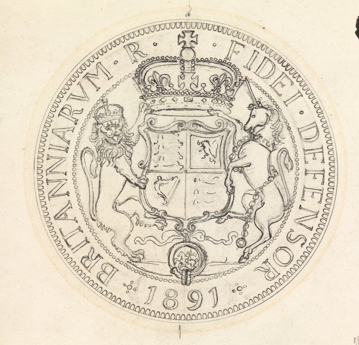 Deux esquisses de design pour le Florin et le Shilling, 1891 - Edward John Poynter