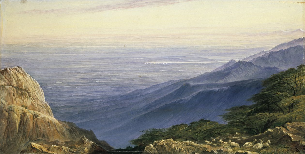 La Plaine de Lombardie depuis le Monte Generoso, 19e siècle - Edward Lear