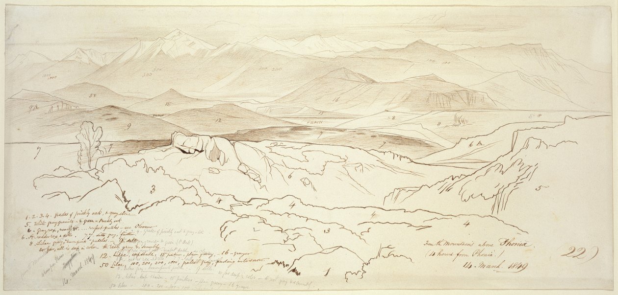 Vue des montagnes au-dessus de Phonia, 1849 - Edward Lear
