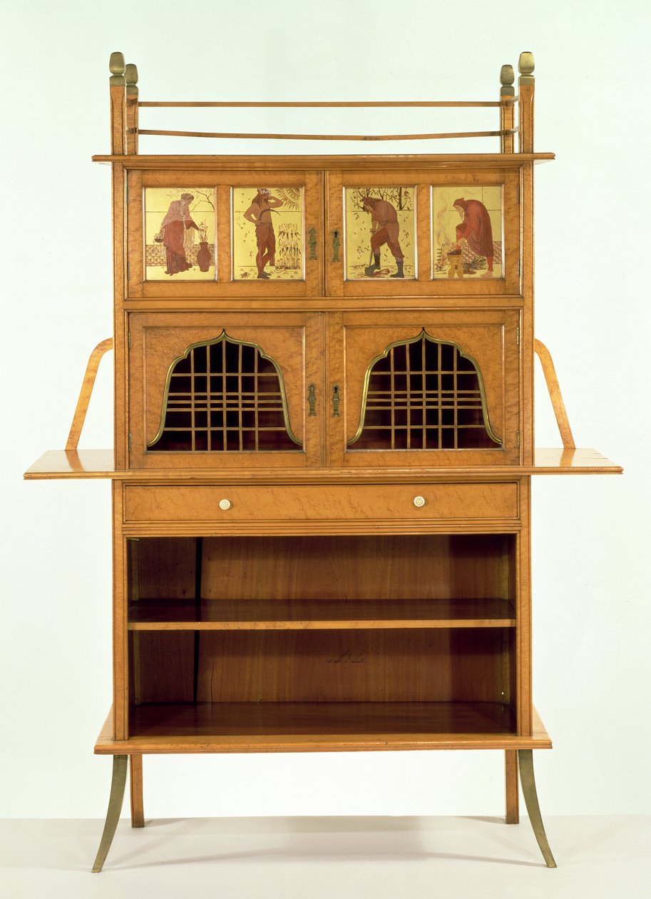 Cabinet en bois de satin avec panneaux peints, vers 1877 - Edward William Godwin