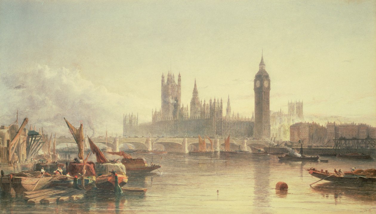 Les Chambres du Parlement et le pont de Westminster - Edward Angelo Goodall