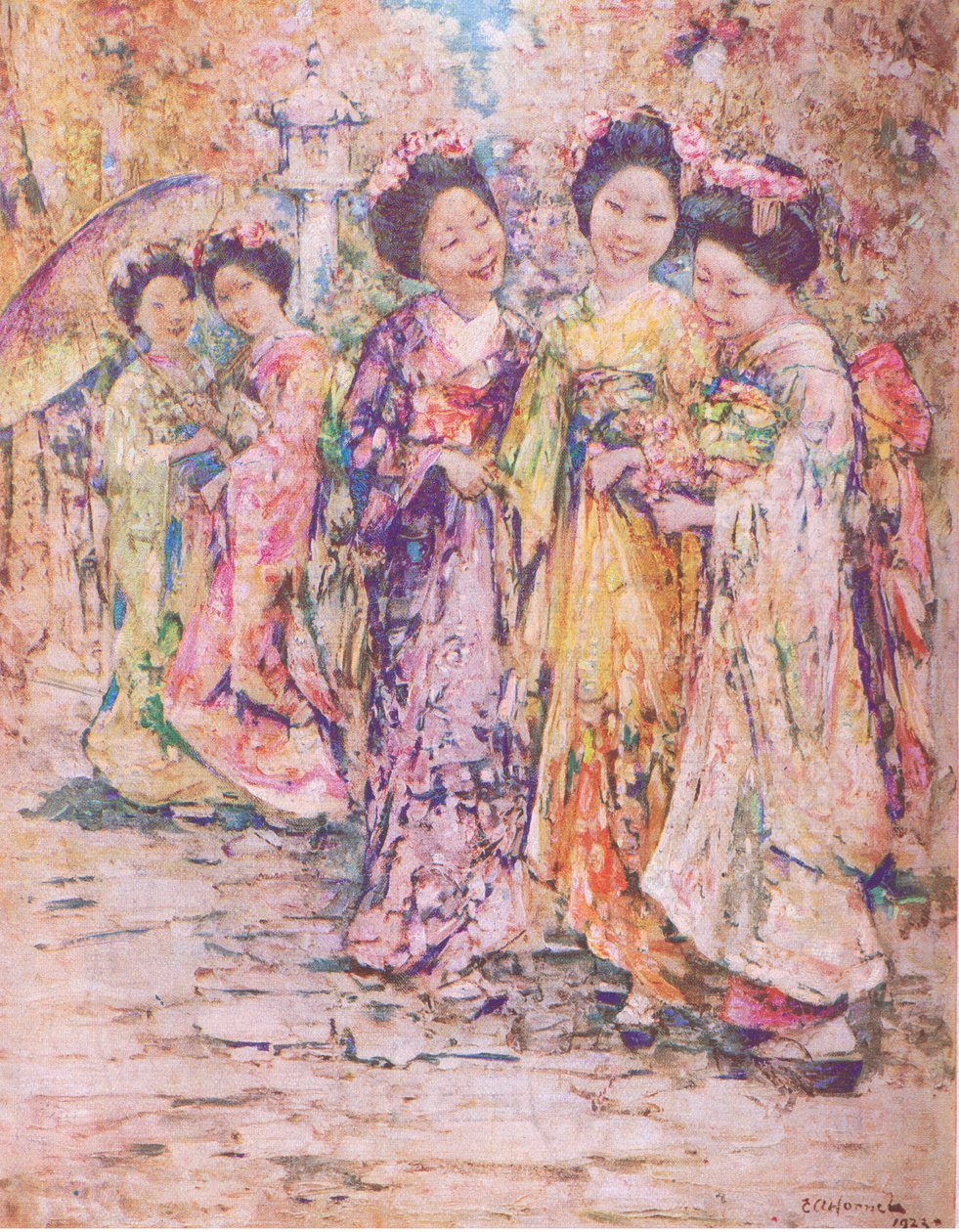 La promenade, Kyoto, illustration de Mon Magazine - Edward Atkinson Hornel