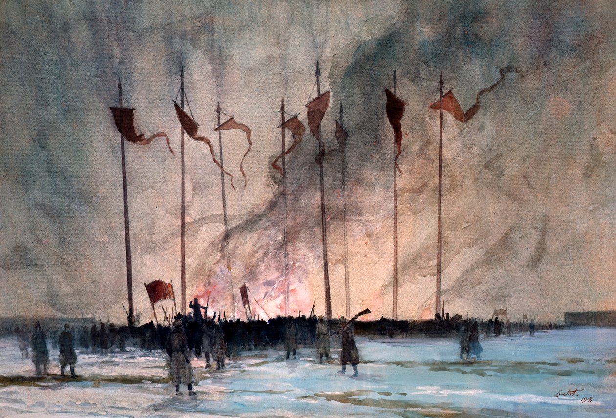 Enterrement des Victimes de la Révolution Russe par Lintott - Edward Barnard Lintott