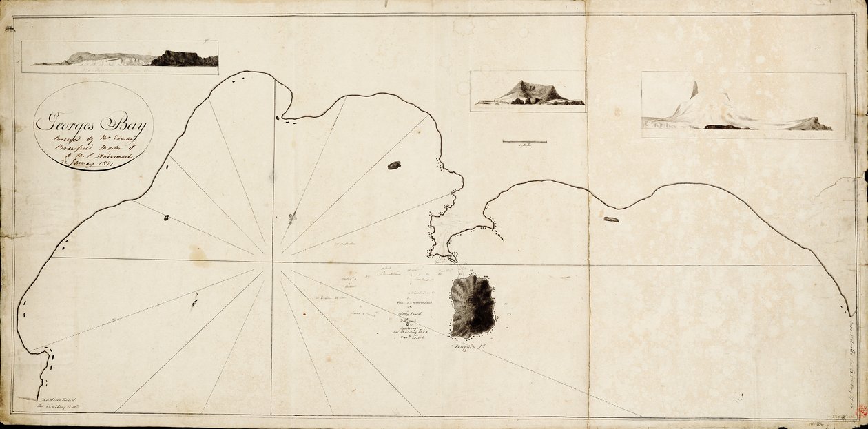 Baie de Saint-Georges relevée par Edward Bransfield, maître du HMS 