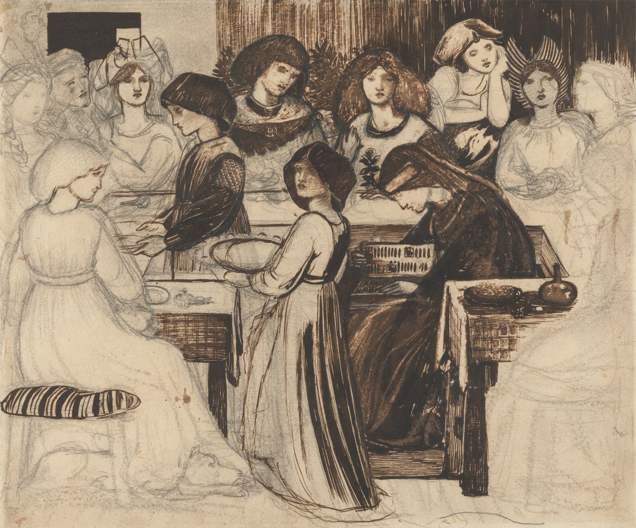 Étude pour le festin de mariage de Sir Degrevaunt - Edward Burne-Jones