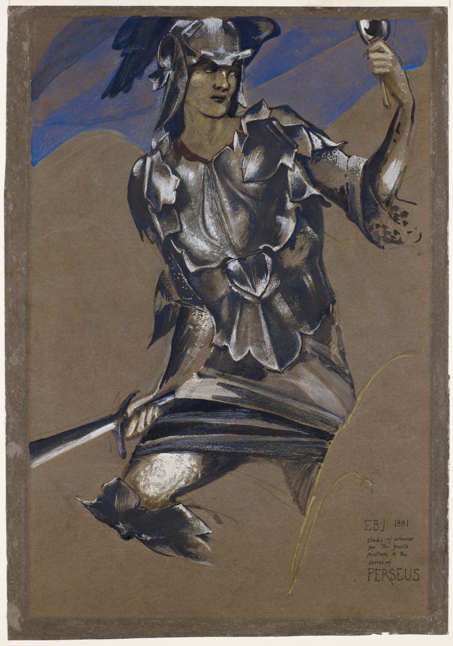 La série Persée - Étude de Persée en armure pour La Découverte de Méduse - Edward Burne-Jones