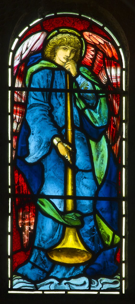 Hoarwithy, St Catherine, Morris & Co., Edward Burne-Jones, Ange trompettiste, 1879 - Edward Burne Jones