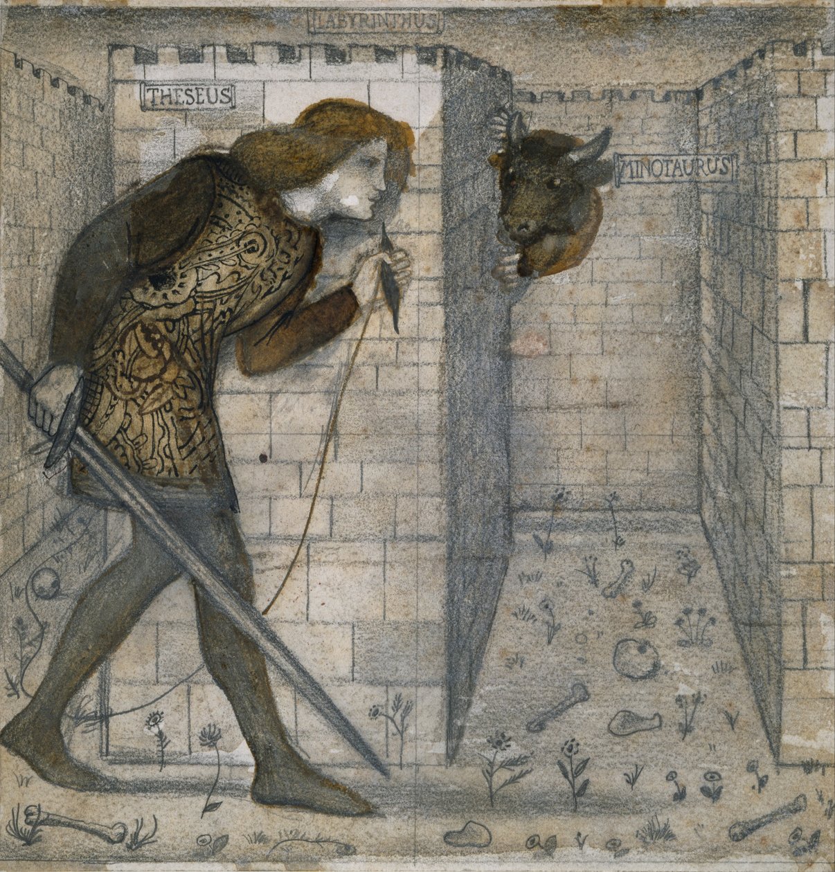 Design de tuiles - Thésée et le Minotaure dans le Labyrinthe - Edward Burne Jones